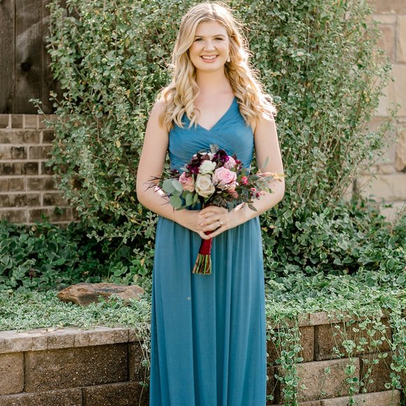 David's Bridal Steel Blue Size 2 Formal Dress - Picture 12 of 15